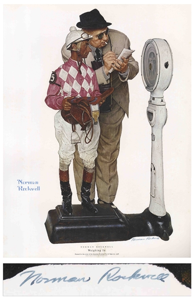 Norman Rockwell Large Signed Print of His ''The Saturday Evening Post'' Cover, ''Weighing In''